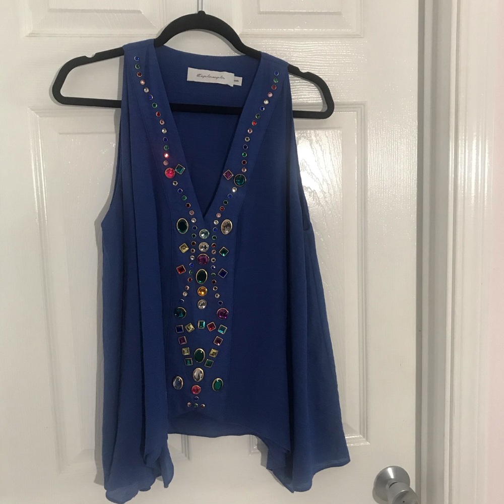 1 Bags Los Angeles Blue Rhinestone Tank